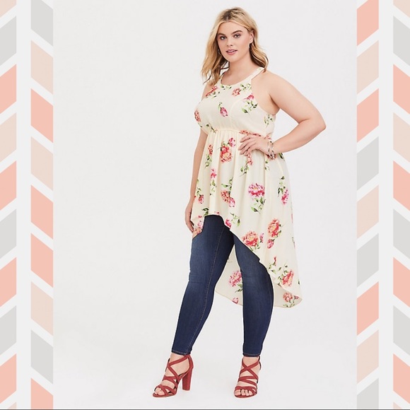 torrid Tops - NWOT FLORAL GEORGETTE GODDESS TUNIC TANK